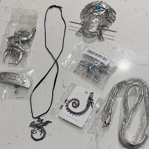 Silver Dragon Pendant Necklace - Black Cord